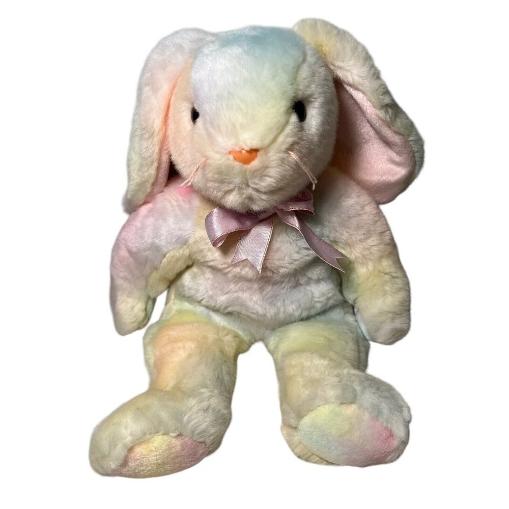 Vintage Ty Hippie Hippy Pastel Watercolor Bunny Rabbit Plush Stuffed Animal 13" - Picture 2 of 13